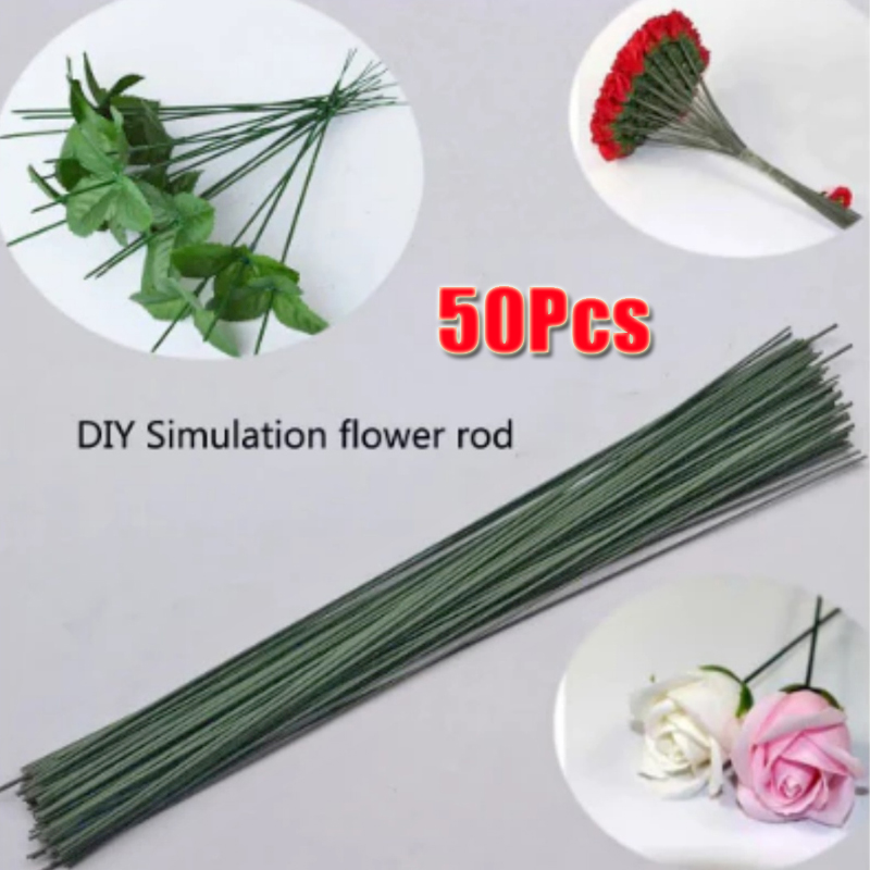 Wire Stem Florist - 50pcs Green Floral Wire Stems For