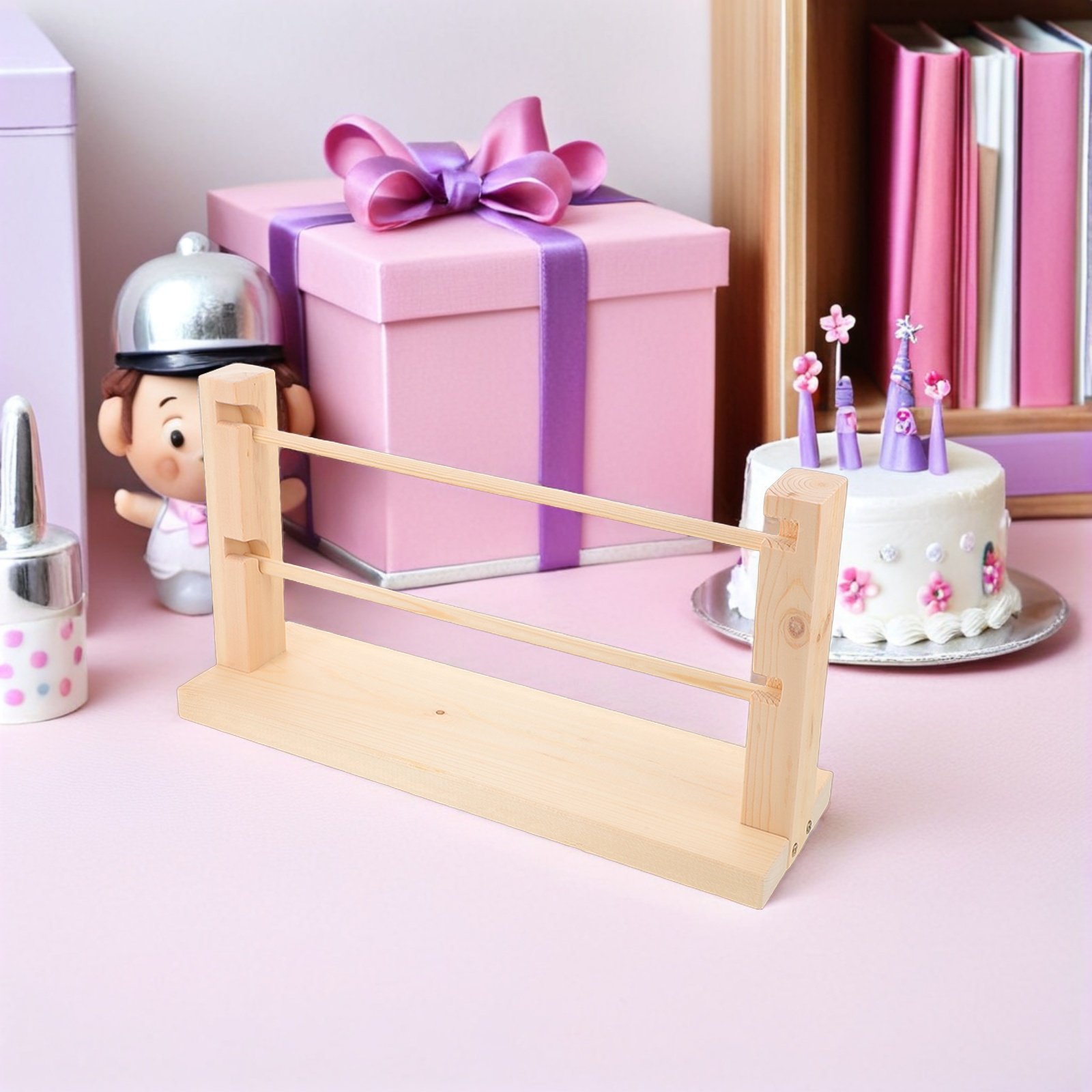 Florist Supply Shop - Wooden Ribbon Organizer Rack 2-Tier Ribbon