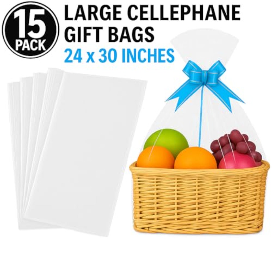 15 Pack Large Clear Cellophane - Cellophane Wrap Clear 评论和价格