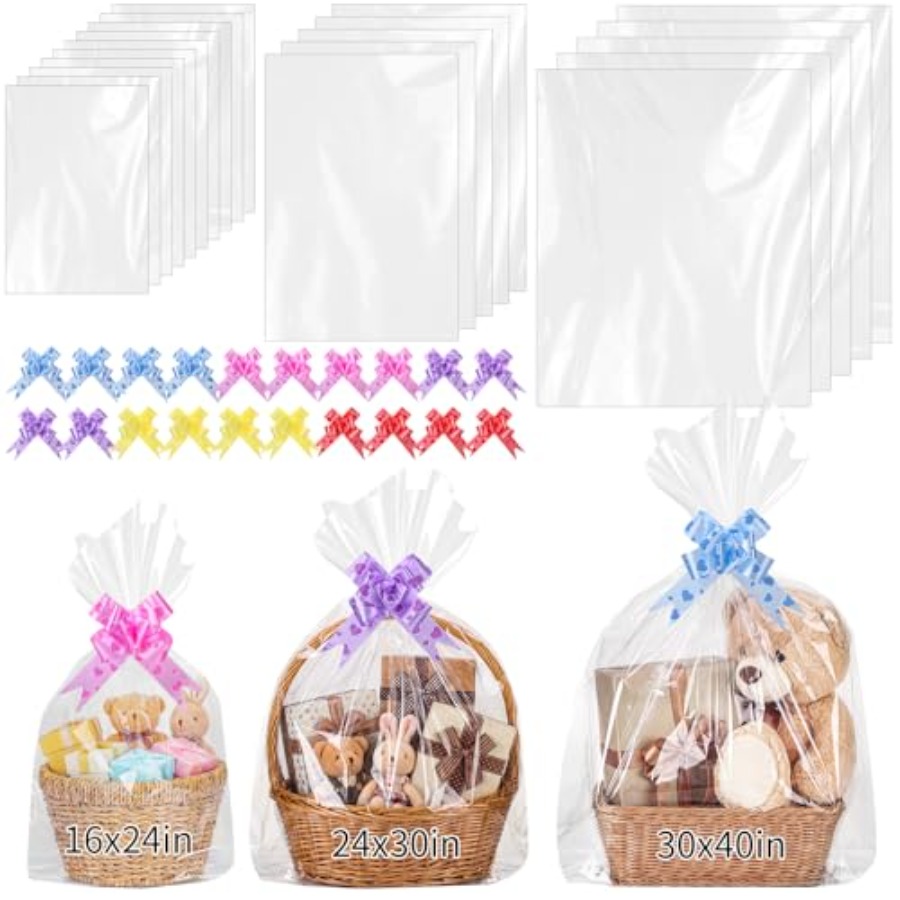 20 PCS Large Cellophane Bags 3 - Cellophane Wrap Clear 评论和价格