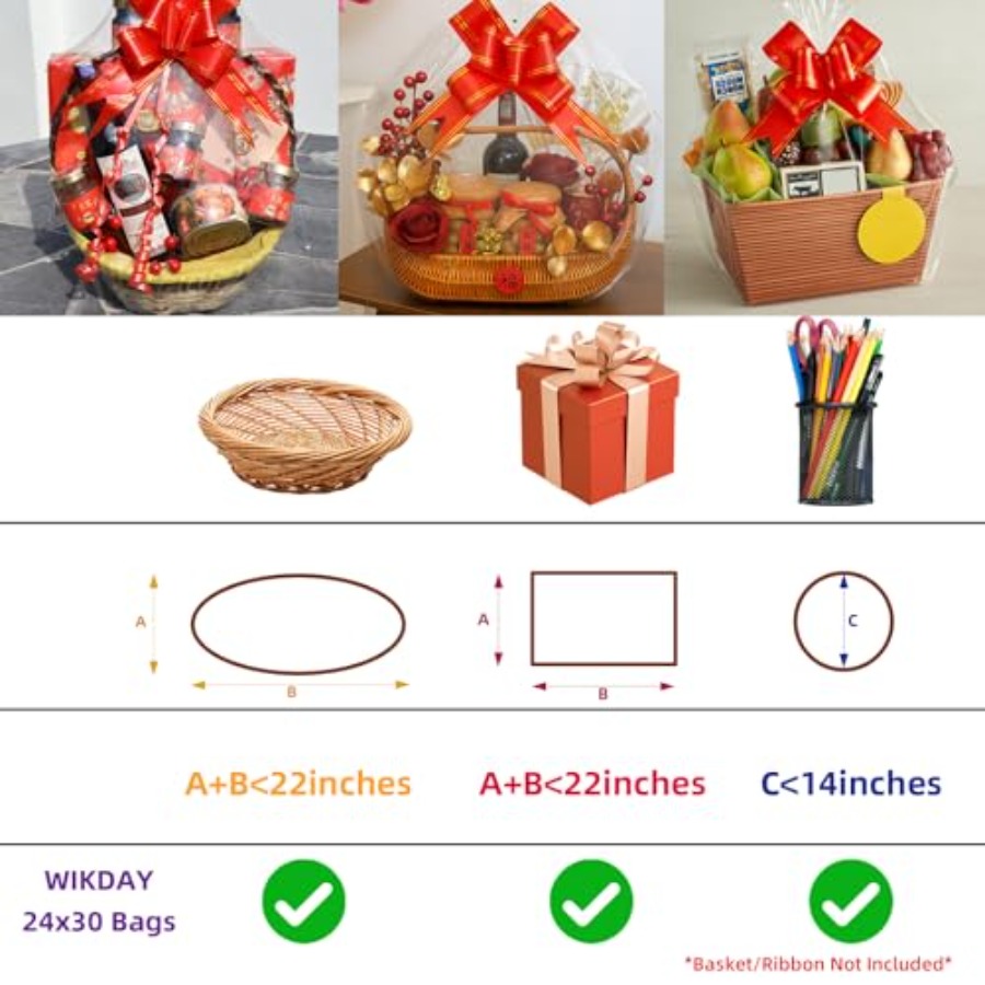 Shrink Wrap Bags for Gift Bask - Cellophane Wrap Clear 评论和价格