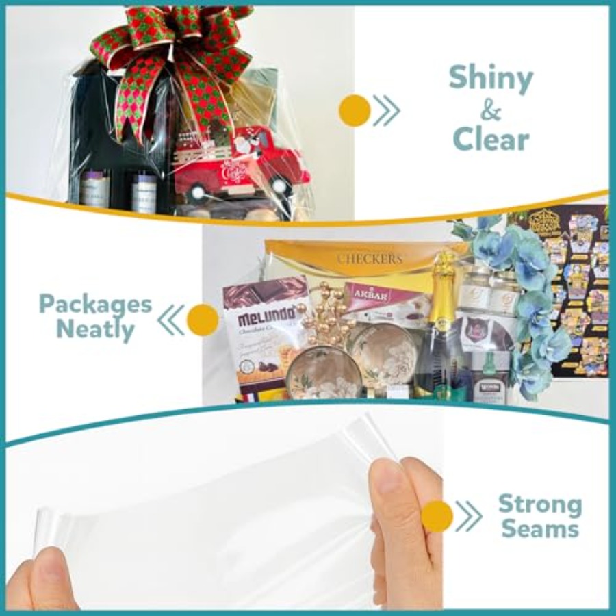 Shrink Wrap Bags for Gift Bask - Cellophane Wrap Clear 评论和价格