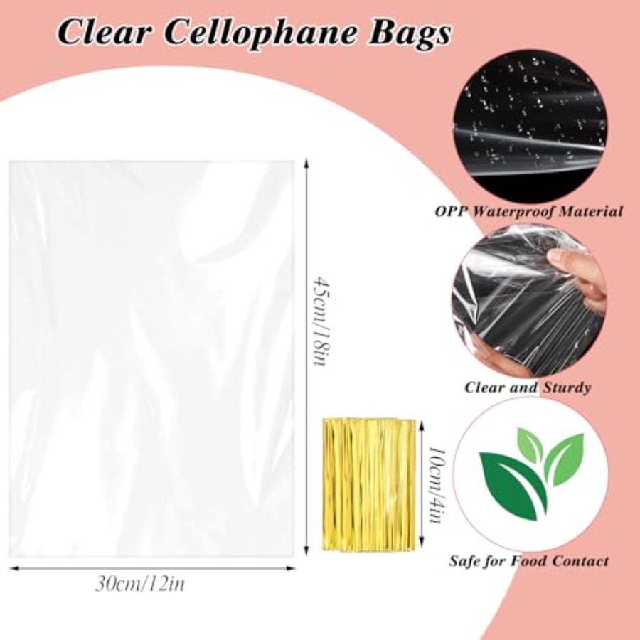 60PCS Cellophane Gift Bags 12x - Cellophane Wrap Clear 评论和价格