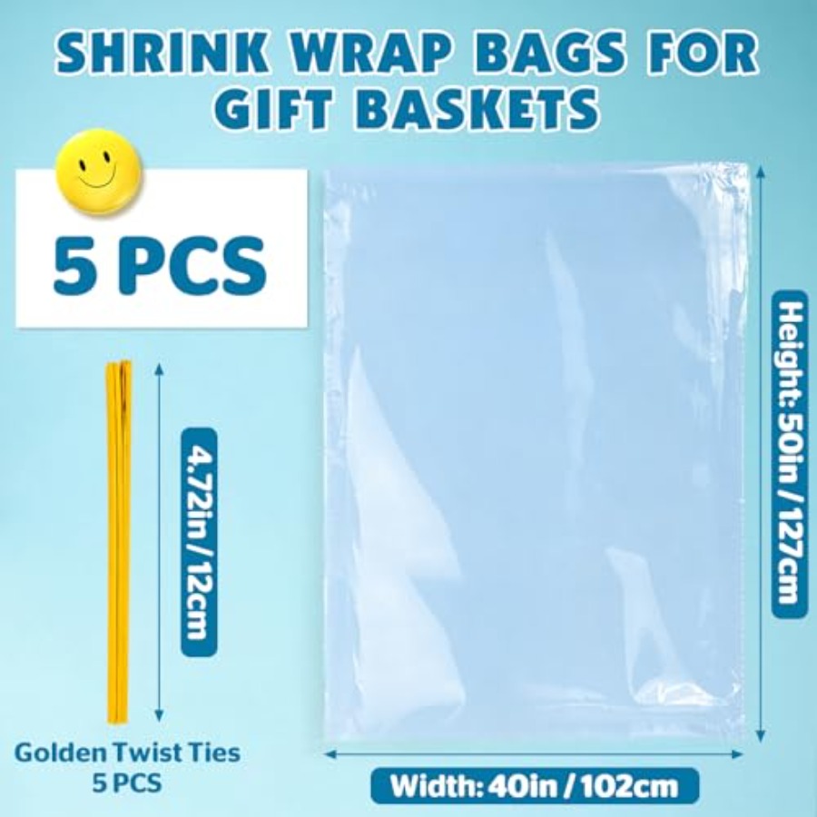 5 Pcs Extra Large Shrink Wrap  - Cellophane Wrap Clear 评论和价格