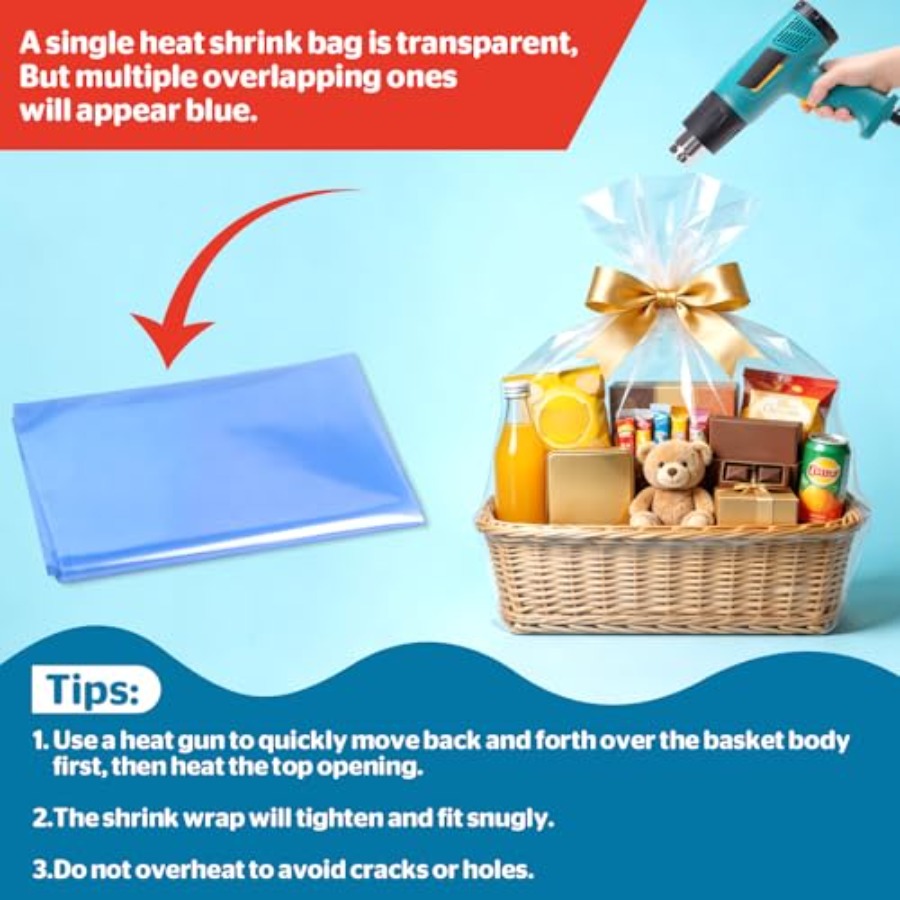 5 Pcs Extra Large Shrink Wrap  - Cellophane Wrap Clear 评论和价格