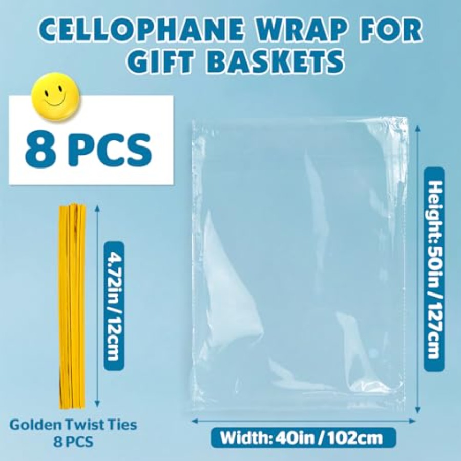 8 Pcs Large Cellophane Bags, 4 - Cellophane Wrap Clear 评论和价格