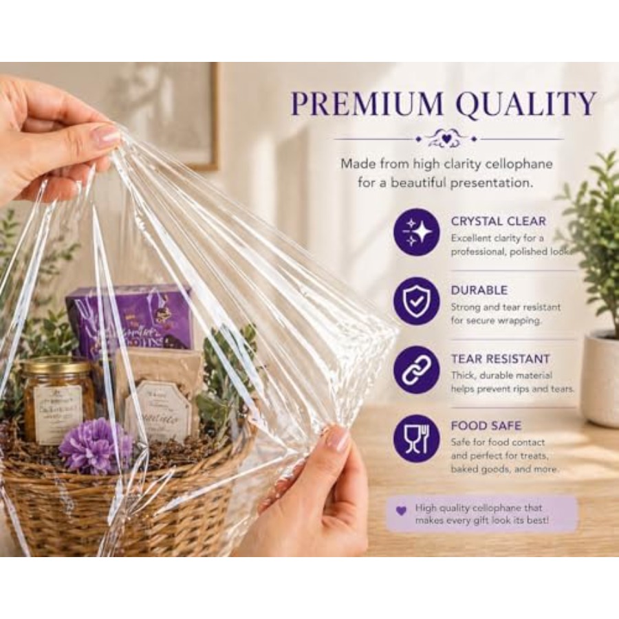 Cellophane Bags for Gift Baske - Cellophane Wrap Clear 评论和价格