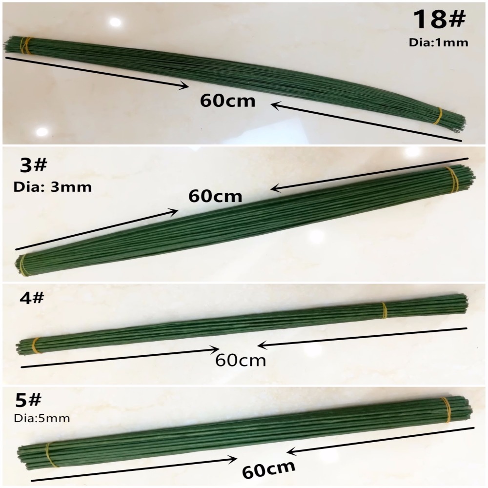 1mm 2/3/4/5mm 40/60cm Dark Gre - Wire Stem Florist 评论和价格