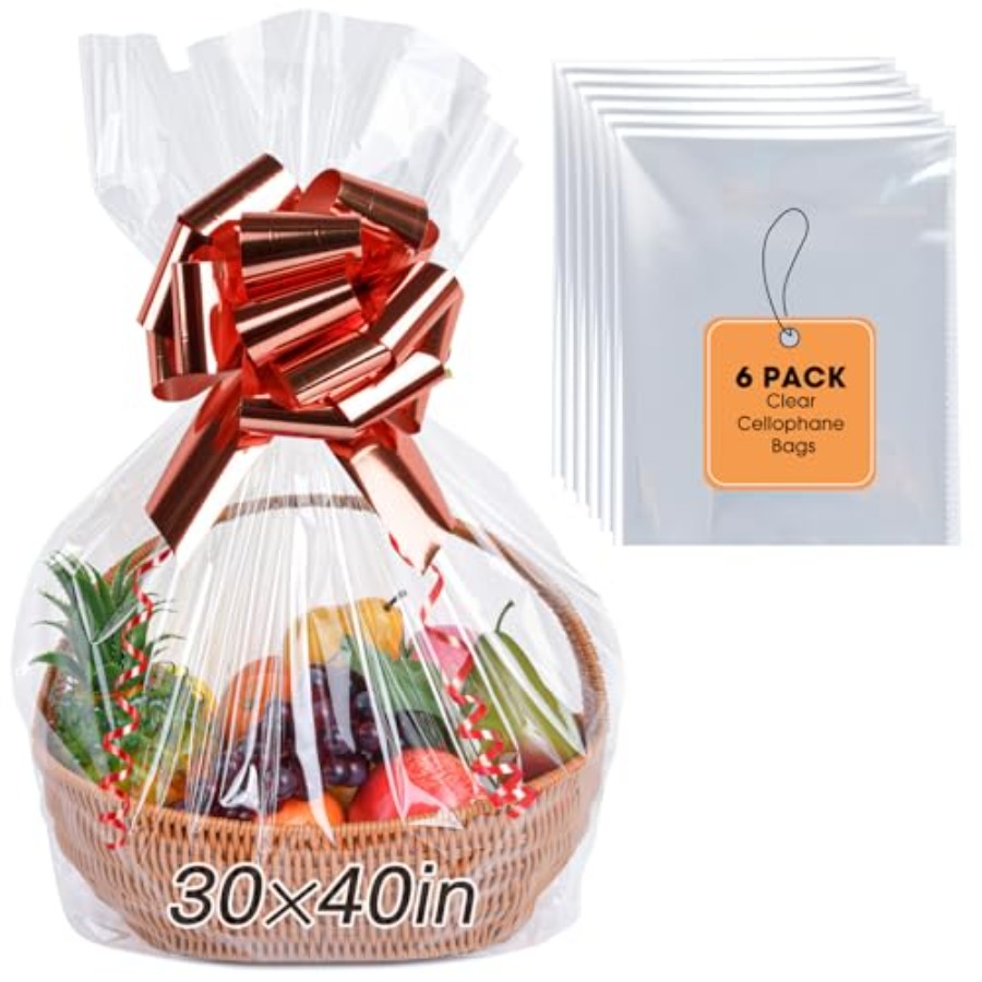 6PCS Extra Large Cellophane Ba - Cellophane Wrap Clear 评论和价格