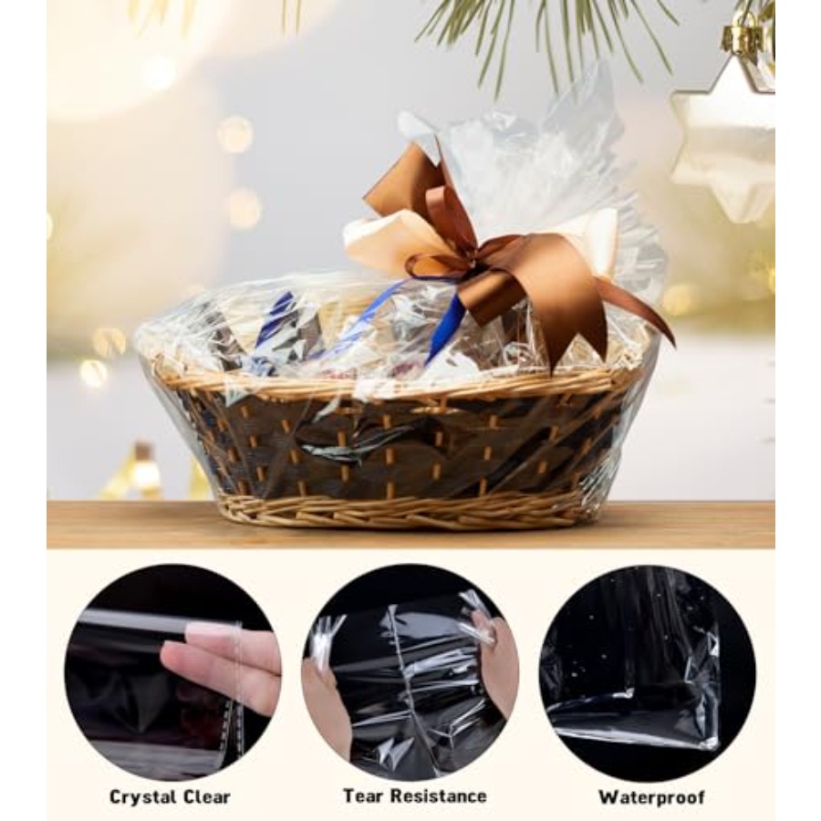 6PCS Extra Large Cellophane Ba - Cellophane Wrap Clear 评论和价格